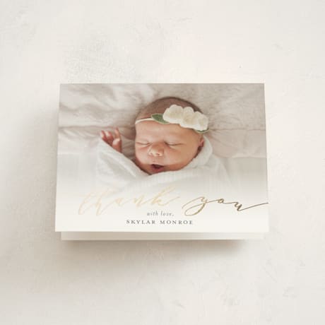 Foil-Pressed Birth Announcement Thank You Cards