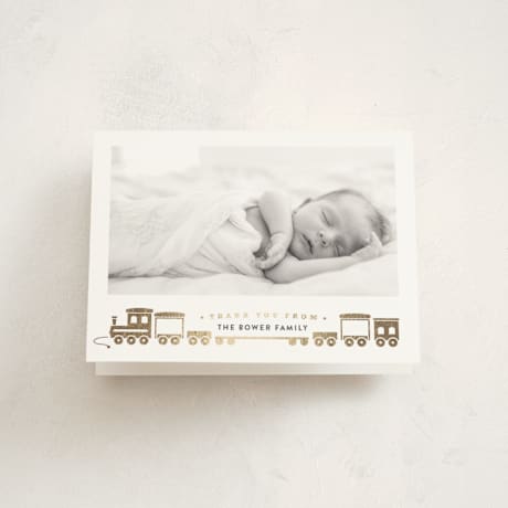 Foil-Pressed Birth Announcement Thank You Cards
