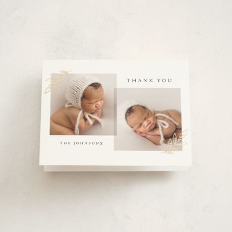 Foil-Pressed Birth Announcement Thank You Cards