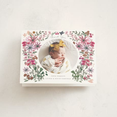 Foil-Pressed Birth Announcement Thank You Cards