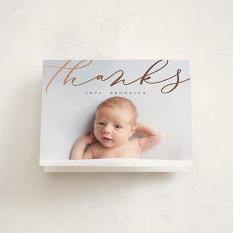 Foil-Pressed Birth Announcement Thank You Cards