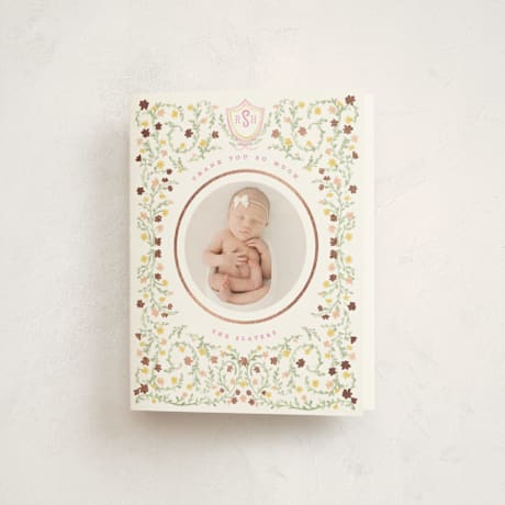 Foil-Pressed Birth Announcement Thank You Cards