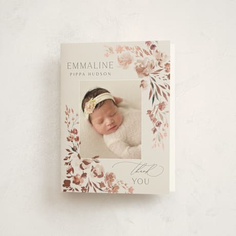 Foil-Pressed Birth Announcement Thank You Cards