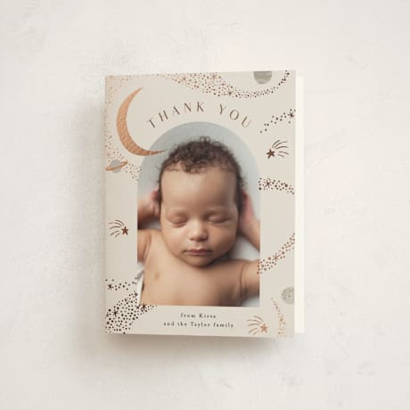 Foil-Pressed Birth Announcement Thank You Cards