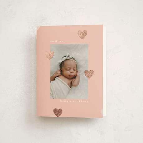 Foil-Pressed Birth Announcement Thank You Cards