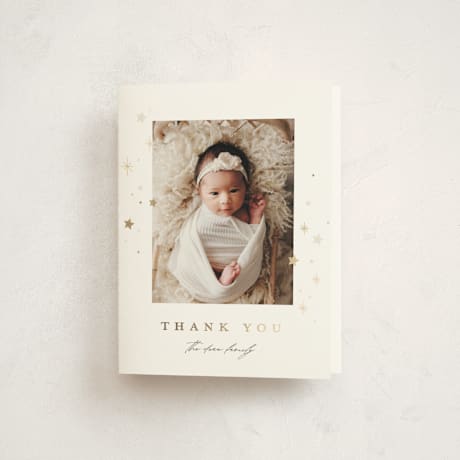 Foil-Pressed Birth Announcement Thank You Cards
