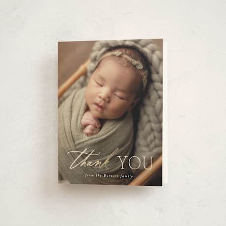 Foil-Pressed Birth Announcement Thank You Cards
