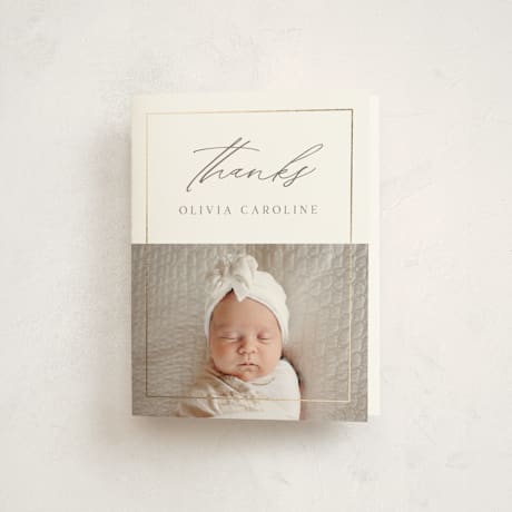 Foil-Pressed Birth Announcement Thank You Cards