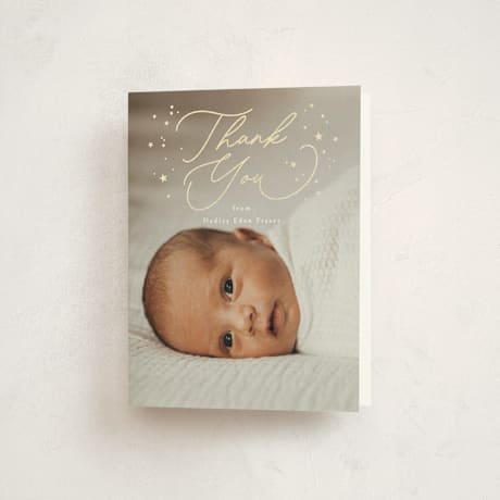 Foil-Pressed Birth Announcement Thank You Cards