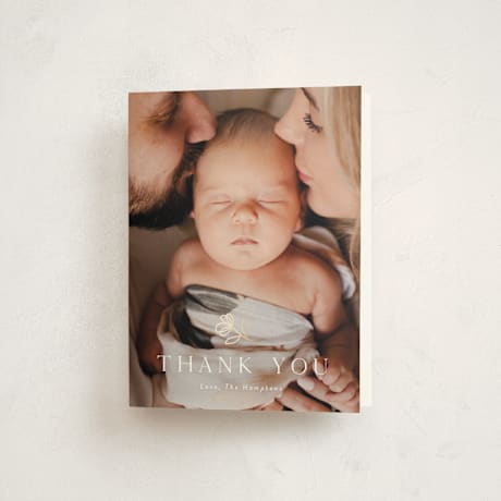 Foil-Pressed Birth Announcement Thank You Cards
