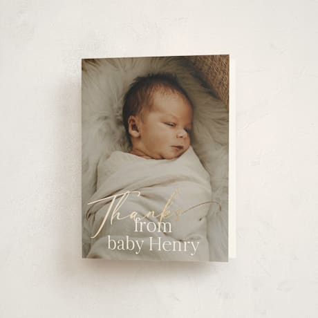 Foil-Pressed Birth Announcement Thank You Cards