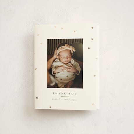 Foil-Pressed Birth Announcement Thank You Cards