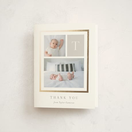 Foil-Pressed Birth Announcement Thank You Cards