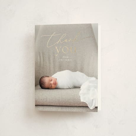Foil-Pressed Birth Announcement Thank You Cards