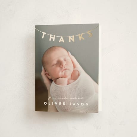 Foil-Pressed Birth Announcement Thank You Cards