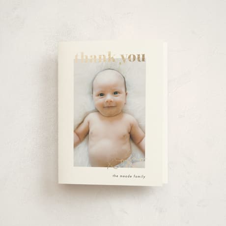 Foil-Pressed Birth Announcement Thank You Cards