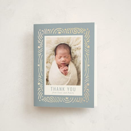 Foil-Pressed Birth Announcement Thank You Cards