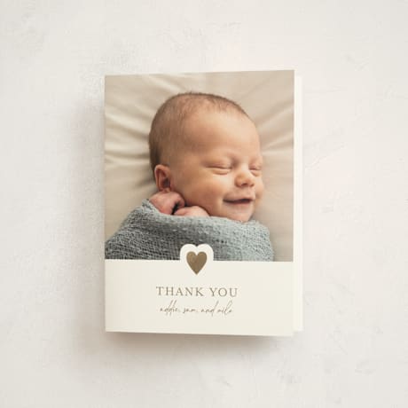 Foil-Pressed Birth Announcement Thank You Cards