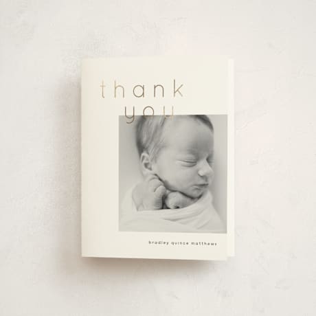 Foil-Pressed Birth Announcement Thank You Cards