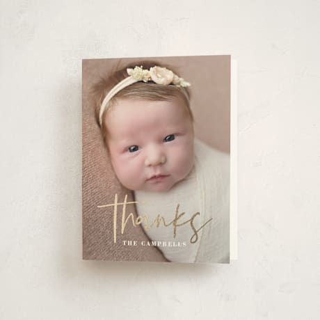 Foil-Pressed Birth Announcement Thank You Cards