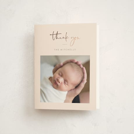 Foil-Pressed Birth Announcement Thank You Cards