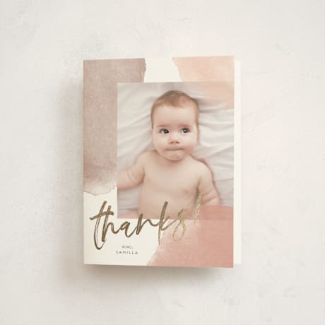Foil-Pressed Birth Announcement Thank You Cards