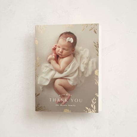 Foil-Pressed Birth Announcement Thank You Cards