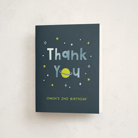 Foil-Pressed Children's Birthday Party Thank You Cards