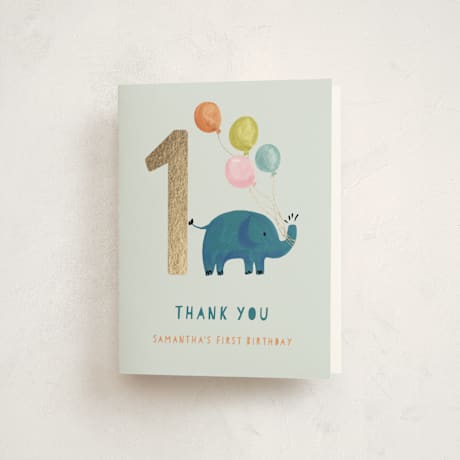 Foil-Pressed Children's Birthday Party Thank You Cards
