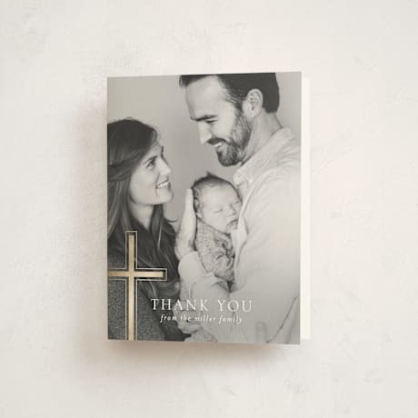 Foil Pressed Baptism and Christening Thank You Cards