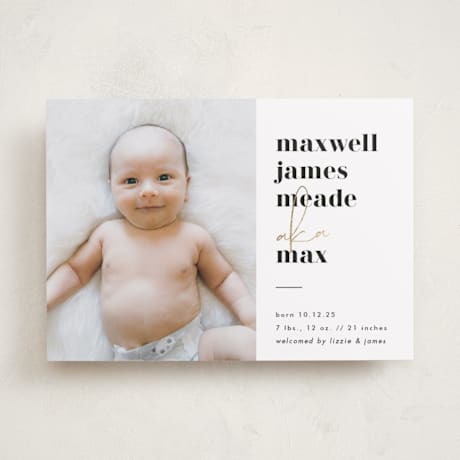 Foil-Pressed Birth Announcements