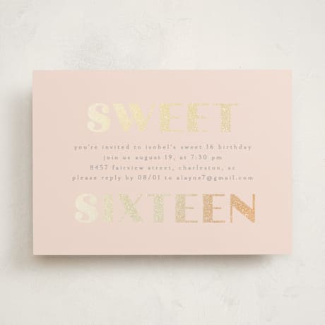 Foil-Pressed Sweet Sixteen Party Invitations