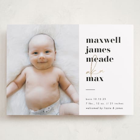 Foil-Pressed Grand Birth Announcements