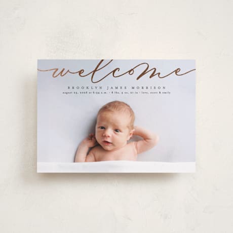 Foil-Pressed Birth Announcement Petite Cards