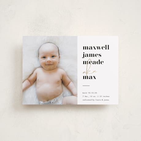 Foil-Pressed Birth Announcement Petite Cards