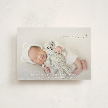 Foil-Pressed Birth Announcement Postcards