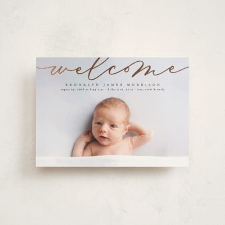 Foil-Pressed Birth Announcement Postcards