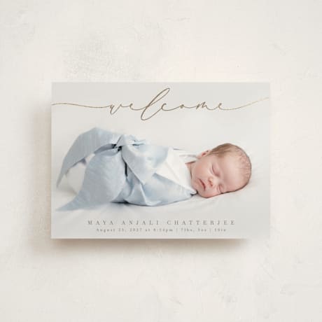 Foil-Pressed Birth Announcement Postcards