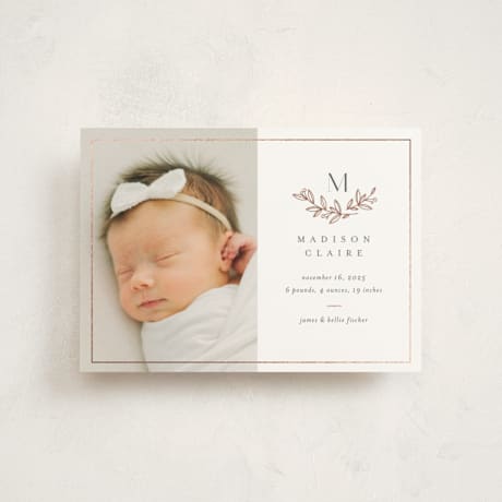 Foil-Pressed Birth Announcement Postcards