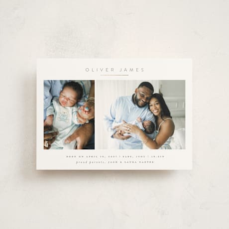 Foil-Pressed Birth Announcement Postcards