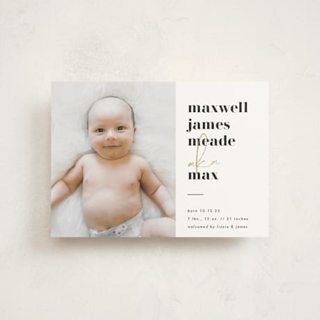 Foil-Pressed Birth Announcement Postcards