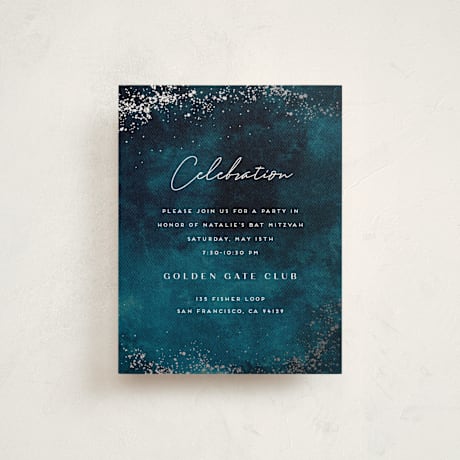 Foil-Pressed Mitzvah Reception Cards
