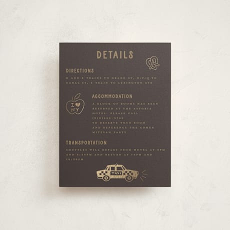 Foil-Pressed Mitzvah Direction Cards