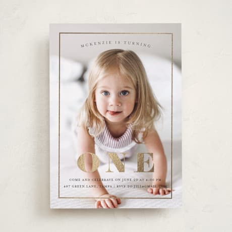 Foil-Pressed Children's Birthday Party Invitations