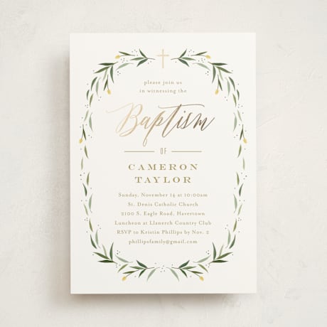 Foil-Pressed Baptism and Christening Invitations