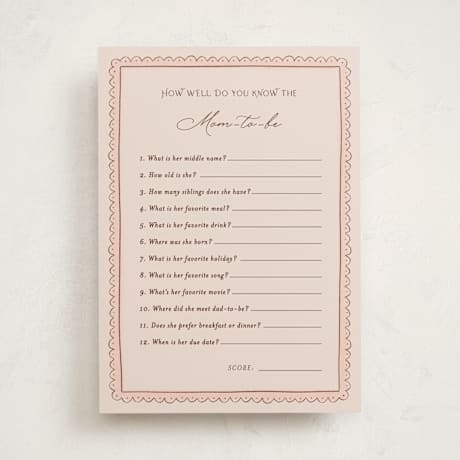 Baby Shower Game Cards