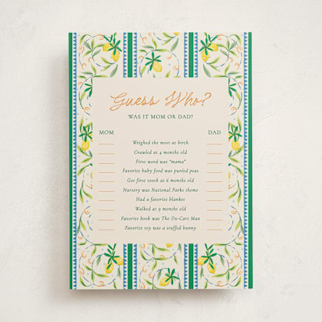 Baby Shower Game Cards