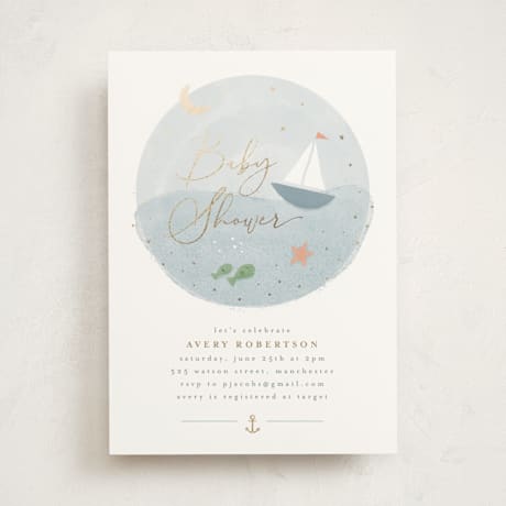 Foil-Pressed Baby Shower Invitations