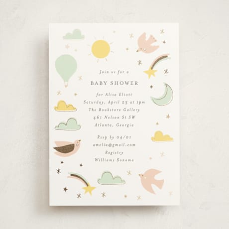 Foil-Pressed Baby Shower Invitations