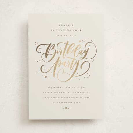 Foil-Pressed Children's Birthday Party Invitations